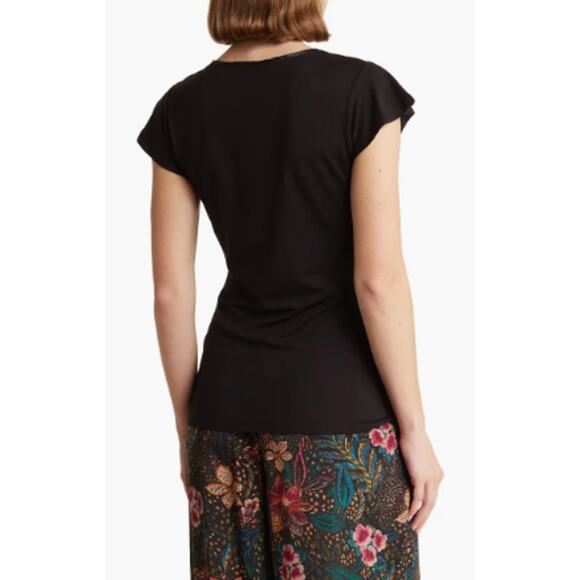 Tahari Flutter Cap Sleeve T-Shirt in White Star - Picture 8 of 8